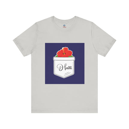 Haitian Hibiscus Pocket Tee Unisex T-Shirt Tropical Heritage Wear Island-Inspired Everyday Top