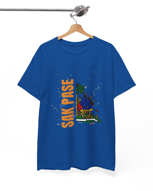 Sak Pase Haiti T-Shirt – Haitian Pride Design with Flag Emblem | Bold Cultural Statement Unisex Heavy Cotton Tee - CreoleSizzle