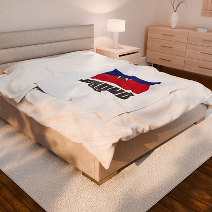 Haitian Flag Proud Premium Plush Blanket Bold Heritage Streetwear Inspired Design - CreoleSizzle