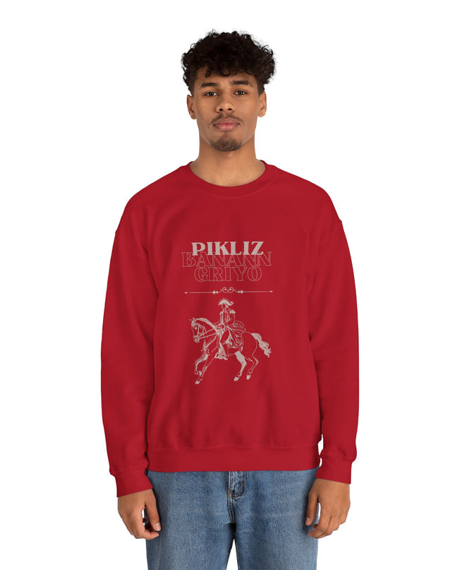 Pikliz Banann Griyo Haitian Cuisine Inspired Cultural Graphic Shirt Sweatshirt Haitian Creole Humor Cozy & Bold Design Bold Haitian Pride Shirt for Cultural Heritage - CreoleSizzle