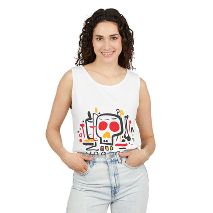 Vodou Inspired Skull Graphic Tank Top Unisex Festival Shirt Spiritual Tribal Design Halloween & Summer Celebration Wear