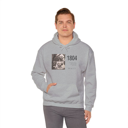 1804 Independence Heritage Hoodie Haiti History & Freedom Tribute Vintage Sketch Unisex Casual Hoodie